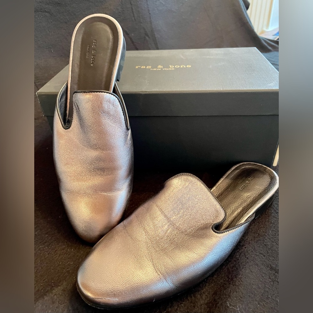 Rag & bone Savoy gunmetal leather loafers